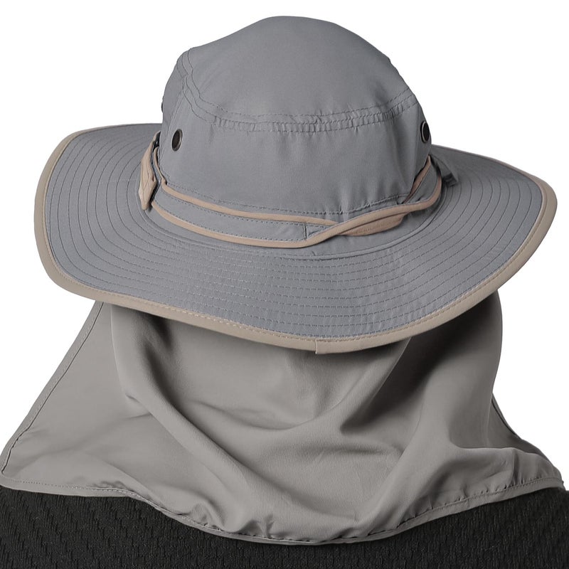 JORMATT Unisex UV Protection Outdoor Wide Brim Sun Hat UPF 50+ with Flap Neck Cover Foldable Fishing Safari Caps Size 22-23.5 Inch, G-Gray - Image 4